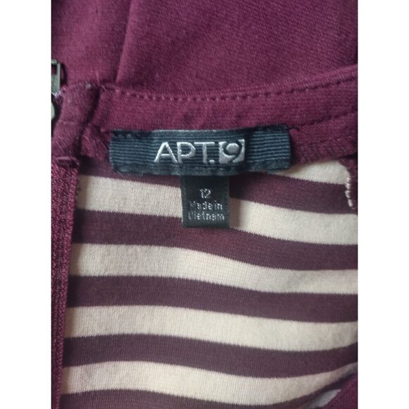 Women's Brown Lace Paneled Midi Polyester Nylon Dress, Size 12, Apt. 9 - Picture 3 of 9